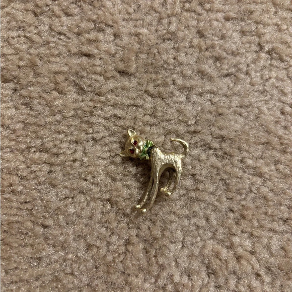 Head Moving Cat Gold Tone Brooch Pin - Picture 2 of 8